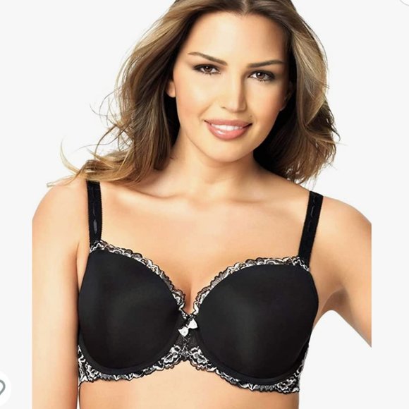 Paramour by Felina Madison full figure Contour T-Shirt Bra | Demi | Lace BLK NWT - Picture 1 of 9